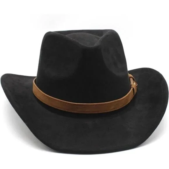 Suede Cowboy Cowgirl Hat Classic Black - Picture 5 of 5